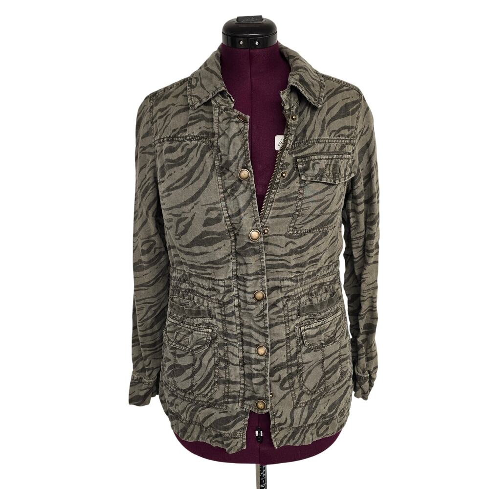 Women's Anthropologie Marrakech Linen Zebra Print Lightweight Jacket Size Small